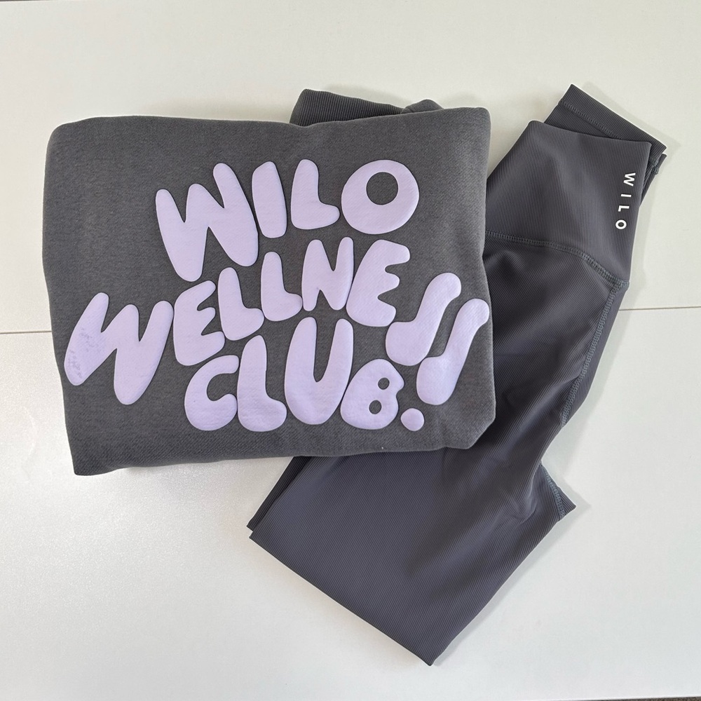 WILO THE LABEL Wellness Club 2pc Set Hoodie & Legging Charcoal Gray S NWT $166 - Picture 2 of 7
